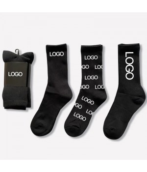 Custom Socks Design Own Logo Crew Socks No Minimum Order Private Your Label Bamboo Cotton Black Man Sport Sock Elite Calcetines