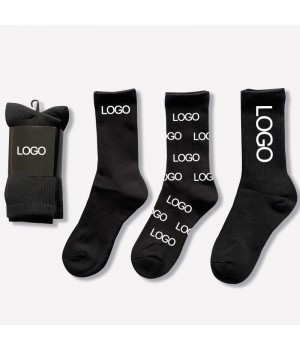 Custom Socks Design Own Logo Crew Socks No Minimum Order Private Your Label Bamboo Cotton Black Man Sport Sock Elite Calcetines