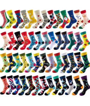 High Quality Crew Cotton Colorful Socks Custom Logo Funky Novelty Fashion Design Food Animals Socks Men Women Funny Socks