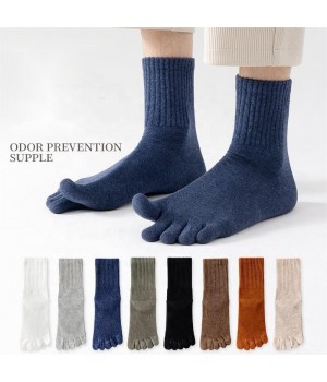 Men's Five Finger Toe Socks Cotton Athletic Running Ankle Crew Socks 5 Finger Toe Socks