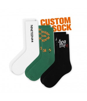 FREE DESIGN & MOCKUP Men Sock Custom Logo Cotton Crew Men Sox Breathable Custom Design Casual Sock