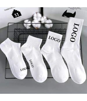 Low MOQ Custom Logo Embroidered High Quality Athletic Socks Knee Crew Sport Socks Athletic Running Socks Athletic Custom
