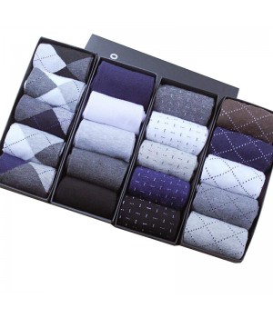 Luxury Boxed Ordinary Business Custom logo Work Cotton Knitted Classic Round Neck Men's Luxury Dress Socks