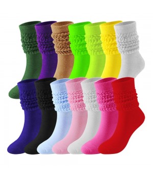 Wholesale Plain Extra Long Slouchy Scrunches Stacked Socks Girl Women Scrunch Slouch Socks