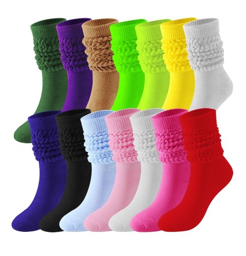 Wholesale Plain Extra Long Slouchy Scrunches Stacked Socks Girl Women Scrunch Slouch Socks