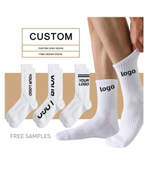 High Quality Custom Socks With Logo Custom Cotton Socks Solid Color Men Crew Socks