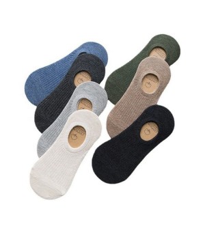 Summer Invisible Socks 100% Cotton Casual Socks Silicone Gel Anti Slip Boat Men's Socks