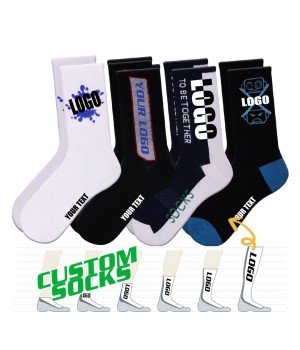 FREE DESIGN & MOCKUP Custom Sock Manufacturer High Quality Cotton Design Your Own Logo Crew Sock Custom Made Logo Casual Sock