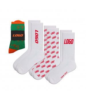 High Quality Low MOQ 100% Cotton Fashion Crew Socks logo Custom logo Socks Custom Socks