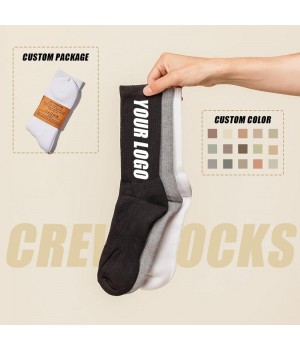 Free Sample Custom Crew Socks High Quality Custom logo Men Socks Unisex Streetwear Gym Socks