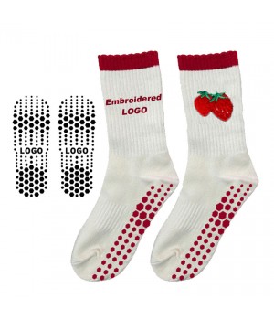 Custom Design Anti Slip Women Sport Socks Custom Logo Organic Cute Embroidery Gym Yoga Pilates Grip Socks