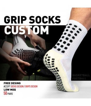 Grip Socks Custom Logo Athletic Men Sport Crew Grip Socks Anti Slip Football Grip Soccer Socks