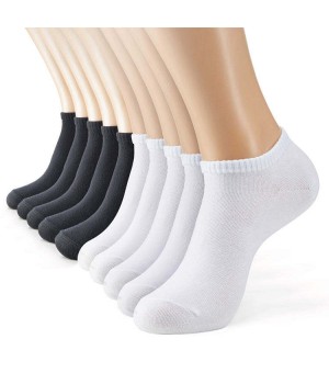 Men Women Performance Cotton Short Ankle Socks, Factory Wholesale Black White Ventilating Breathable Cushioned Low Cut Socks.