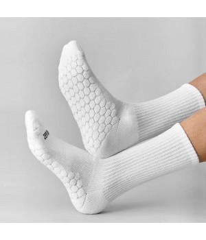 Top Quality Men's Combed Cotton Knitted Honeycomb Socks Massage Bottom Breathable Fitness Sports Leisure Crew Terry Socks